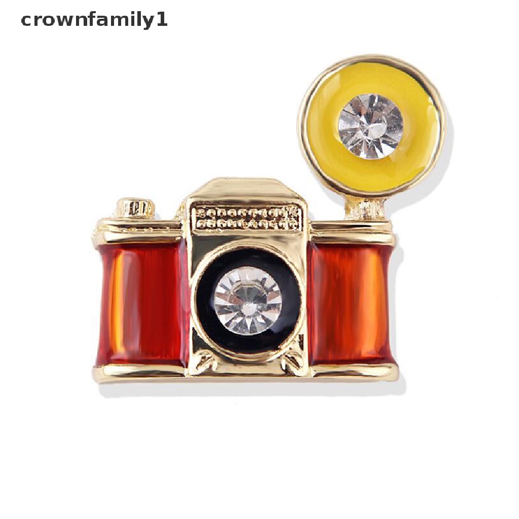 [crownfamily1] Trâm Cài Áo Hình Máy Ảnh Tráng Men Mini Phụ Kiện Khăn Choàng Cổ Phong Cách