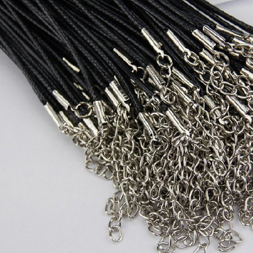 Layor Fashion Chain Men Wax Rope Necklace Women Tone Leather Black Wholesale