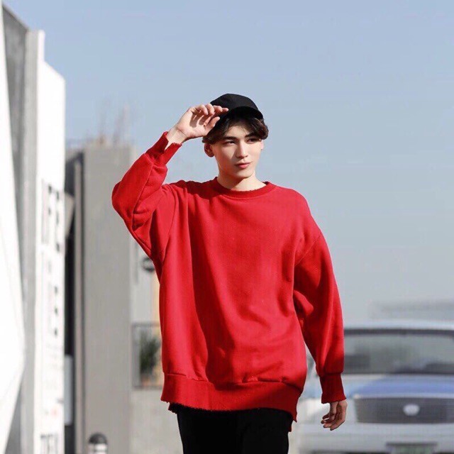 Áo sweater đỏ unisex - áo sweaters đỏ chất nỉ đẹp cực - sweatshirt red