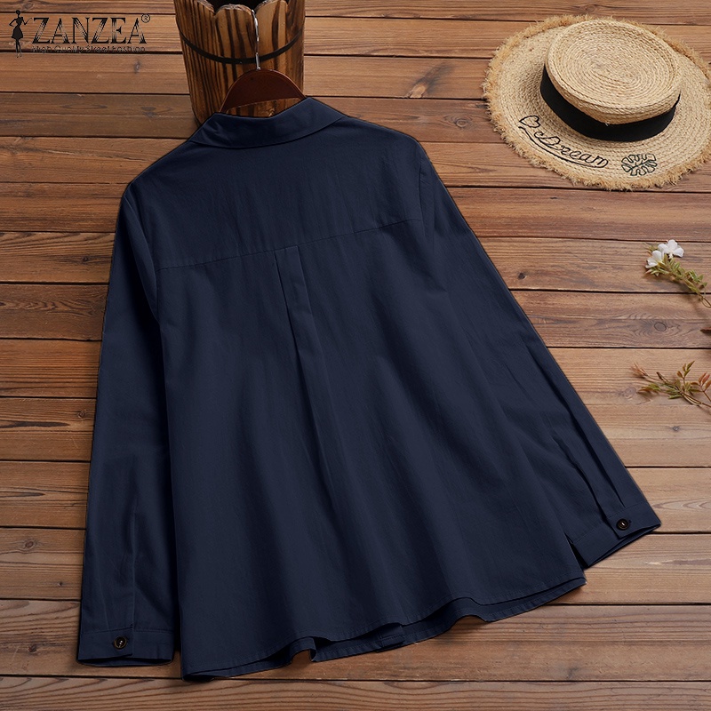 Áo sơ mi Zanzea tay dài cổ bẻ nút cài thời trang nữ tính thanh lịch