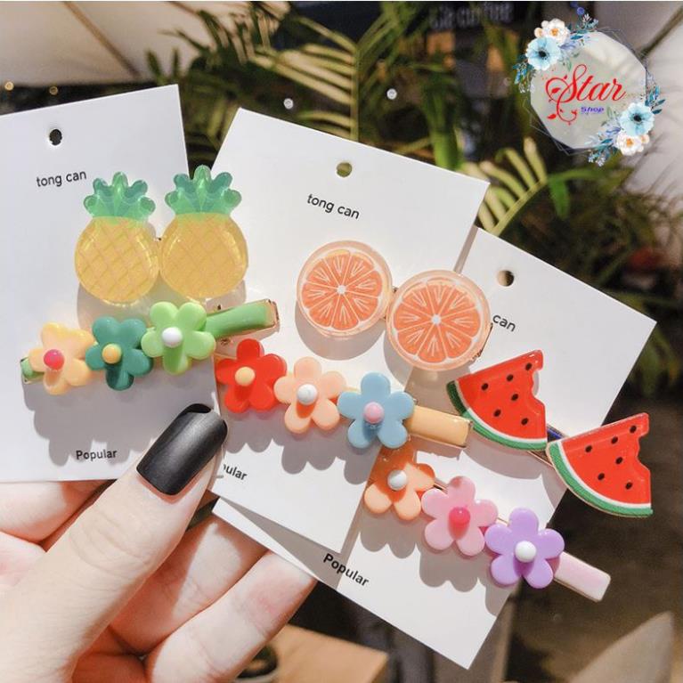 Set 2 Kẹp tóc bấm màu hoa quả hottrend C10