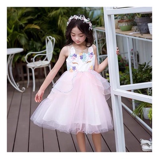 Đầm Unicorn hoa nổi cao cấp cho bé