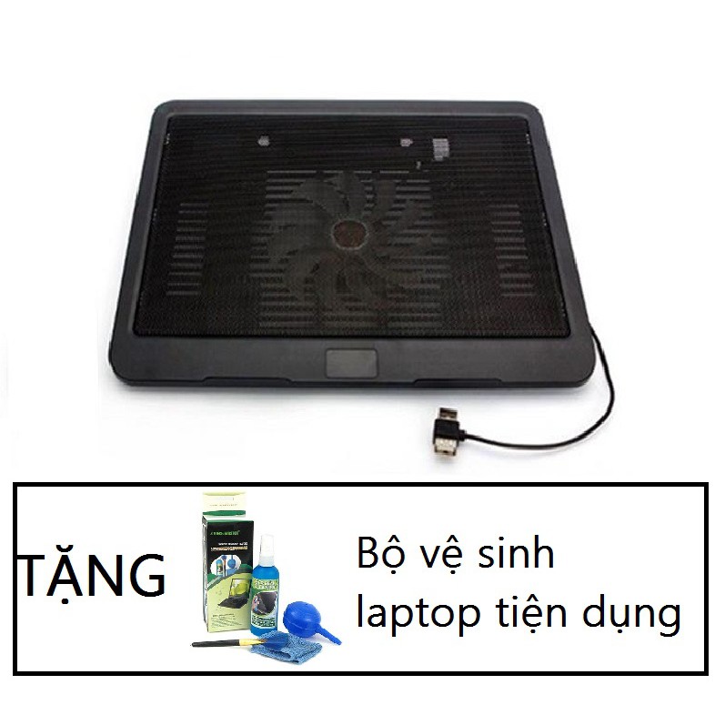 Đế Quạt tản nhiệt laptop Notebook cooler N19 + tặng bộ dụng cụ vệ sinh laptop