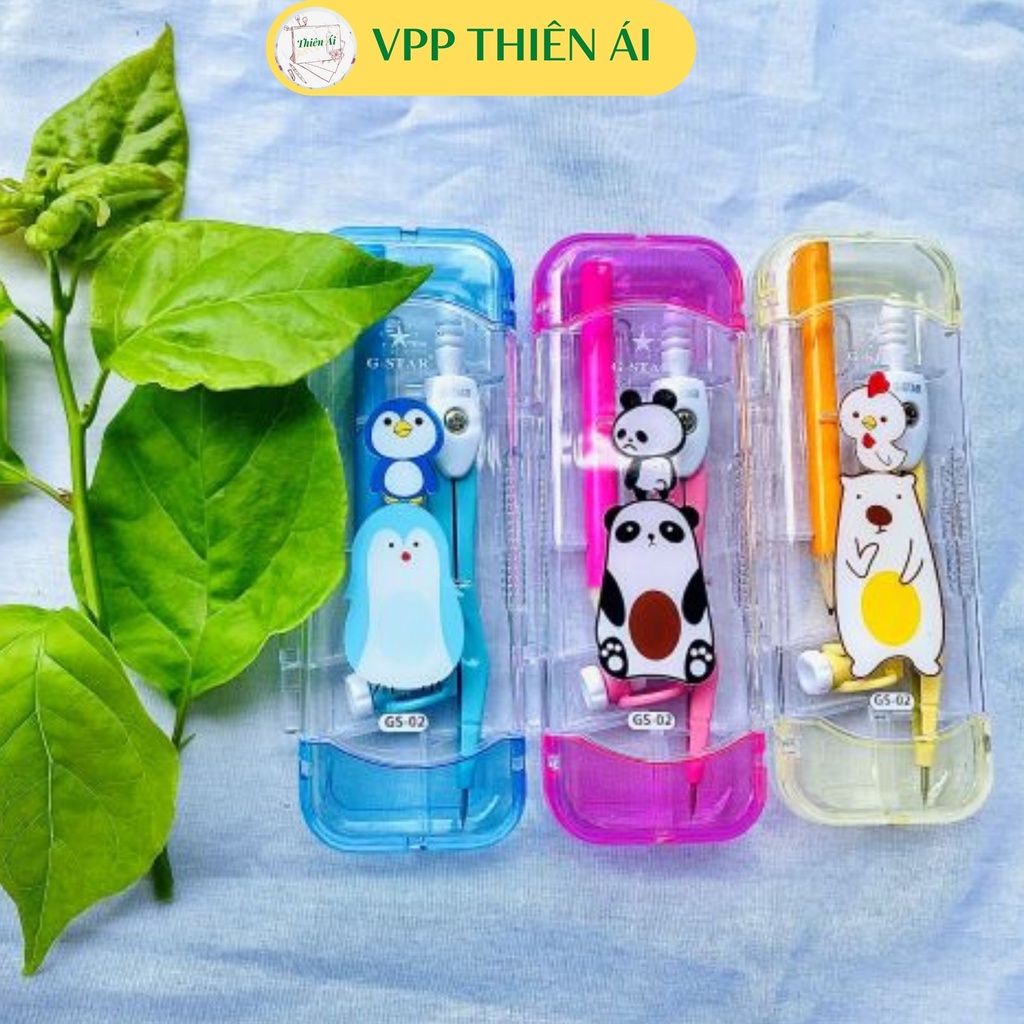 Compa kèm bút chì cho học sinh, đồ dùng học tập cute - VPP THIÊN ÁI GS-CP02