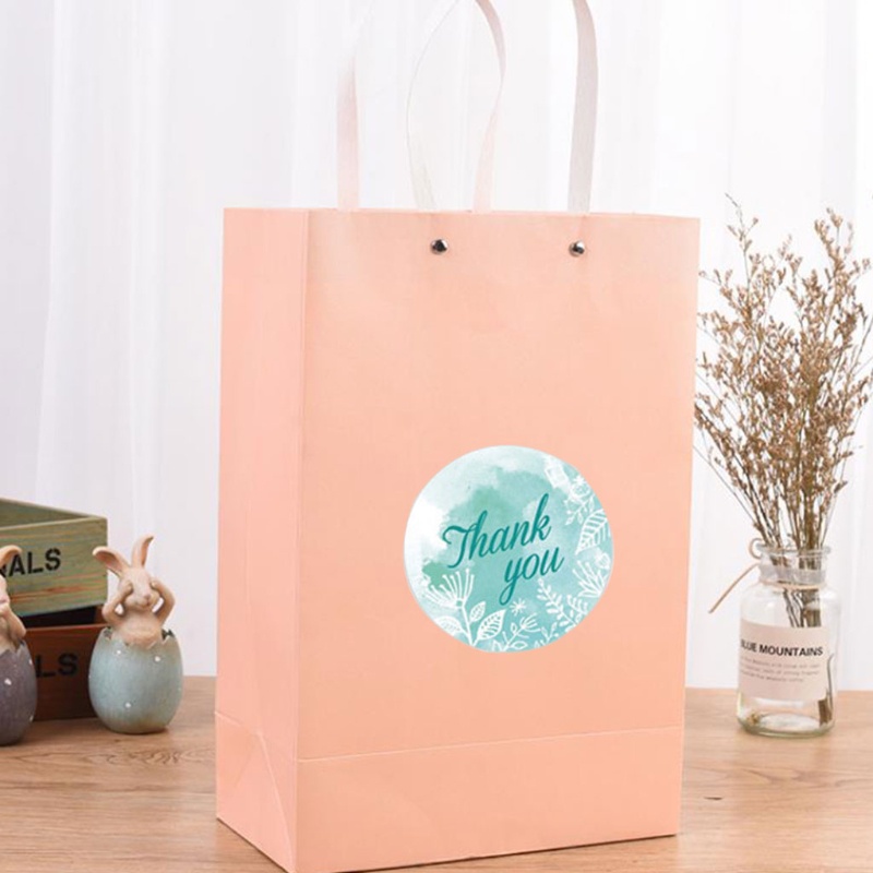 Cuộn 500 miếng dán hình tròn in chữ thank you dùng trang trí hộp quà tiện lợi