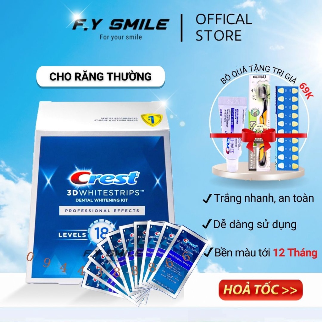 Combo 14 miếng 7 gói 7 ngày dán trắng răng loại Professional Effects Crest