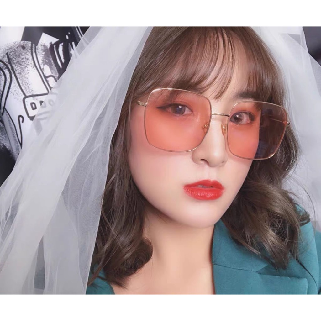 Kính râm nữ mặt vuông thời trang chống tia uv kiểu dáng sang chảnh màu hiếm - VUÔNG HỒNG