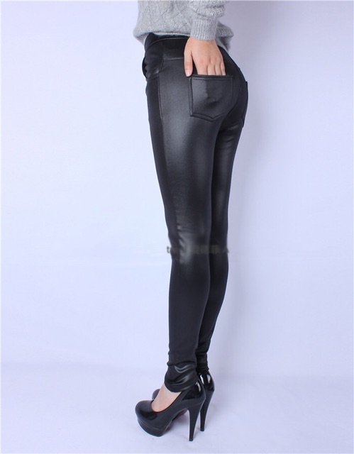 Quần legging thun màu đen giả da big size 5Xl 80-90kg
