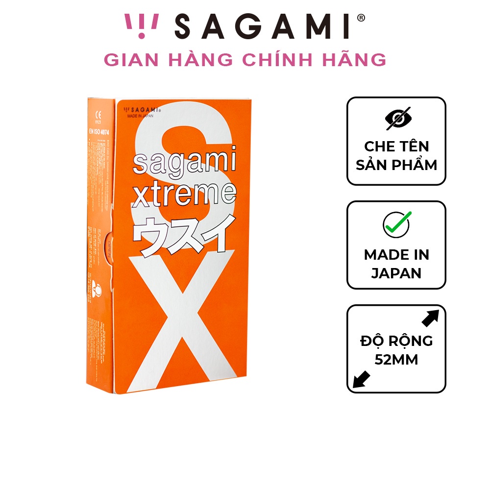 Bao cao su siêu mỏng Sagami Love Me Orange - kiểu truyền thống - hộp 10 chiếc - NinaGen - Cam kết che tên, kín đáo