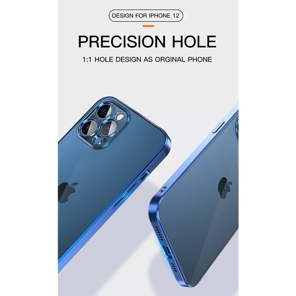 iPhone 12 X XR XS 11 PRO MAX Camera Protection Square Plating Edge TPU clear soft case