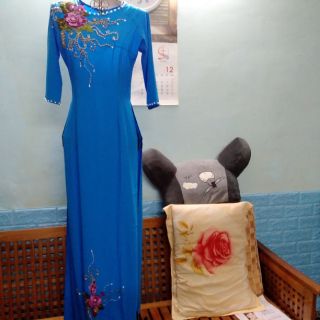 BỘ ÁO DÀI ĐÍNH ĐÁ HOA NỔI