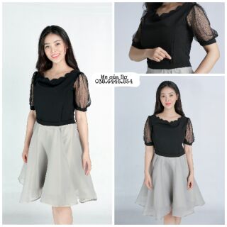 Váy xòe cổ thuyền cách điệu. Váy dự tiệc có khóa cho con ti