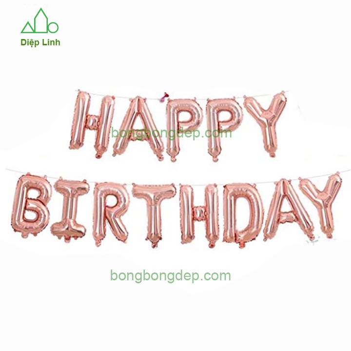 13 Bóng Kiếng Nhôm In Chữ HAPPY BIRTHDAY Sinh Nhật Trang Trí