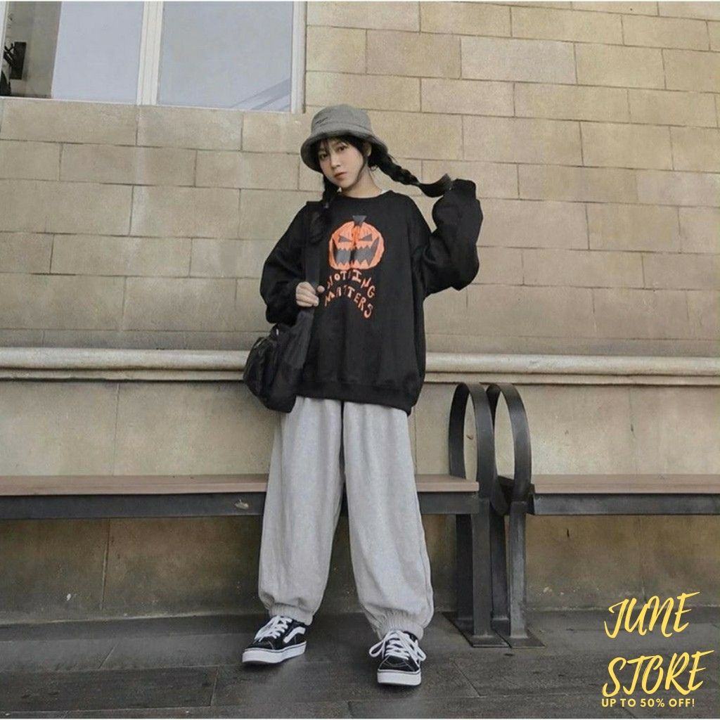 Quần jogger nữ ống rộng unisex vải thun da cá dày dặn, quần ống rộng nữ nỉ thun dáng jogger mặc thu đông