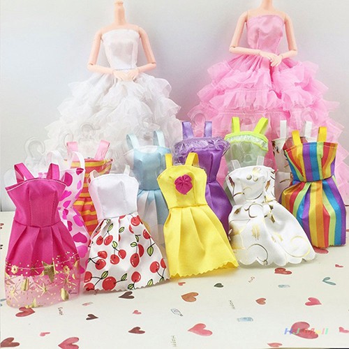 Set 10 Đầm Tutu Công Chúa Nhiều Màu Cho Búp Bê Barbie