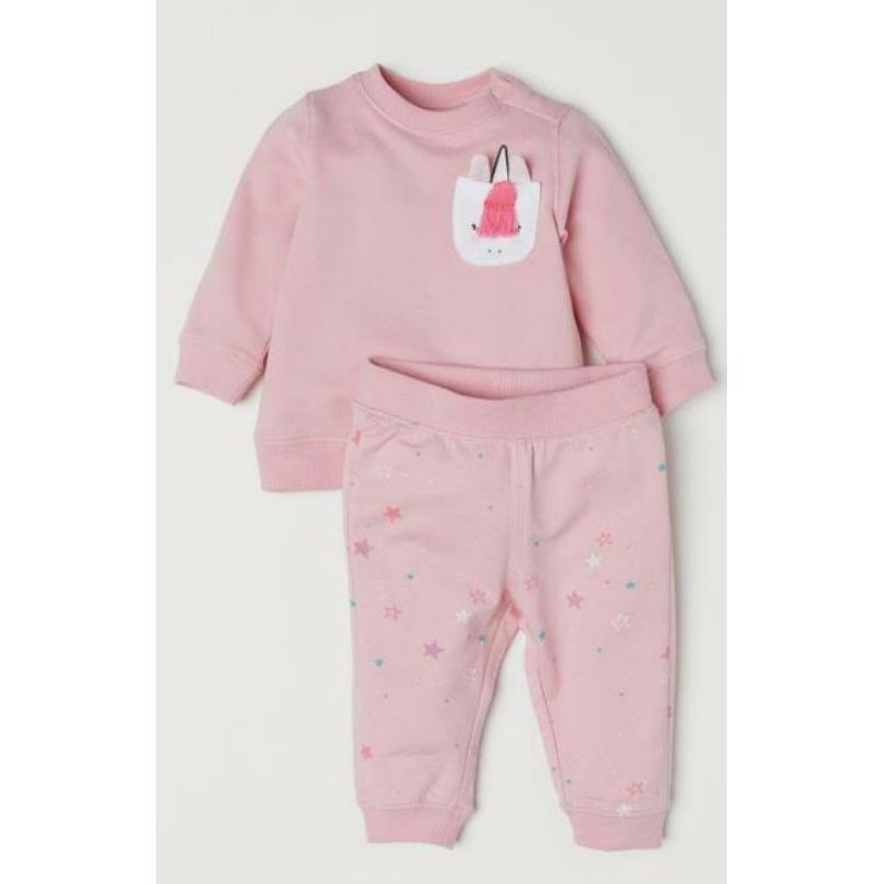 Sét bộ nỉ HM pony hồng cho bé