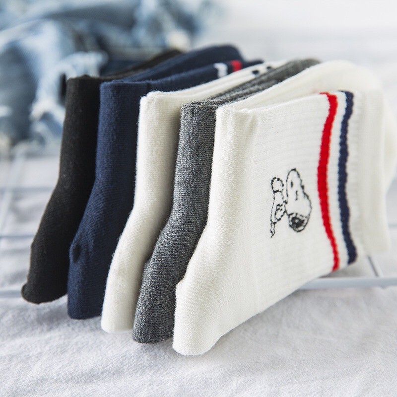 Tất hai sọc snoopy cao cổ