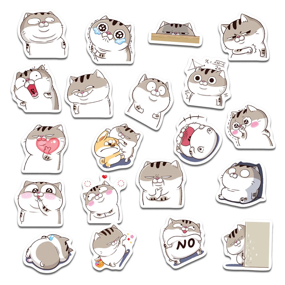 Bộ sticker mèo ami bụng bự trang trí mũ bảo hiểm, đàn, guitar, ukulele, điện thoại laptop