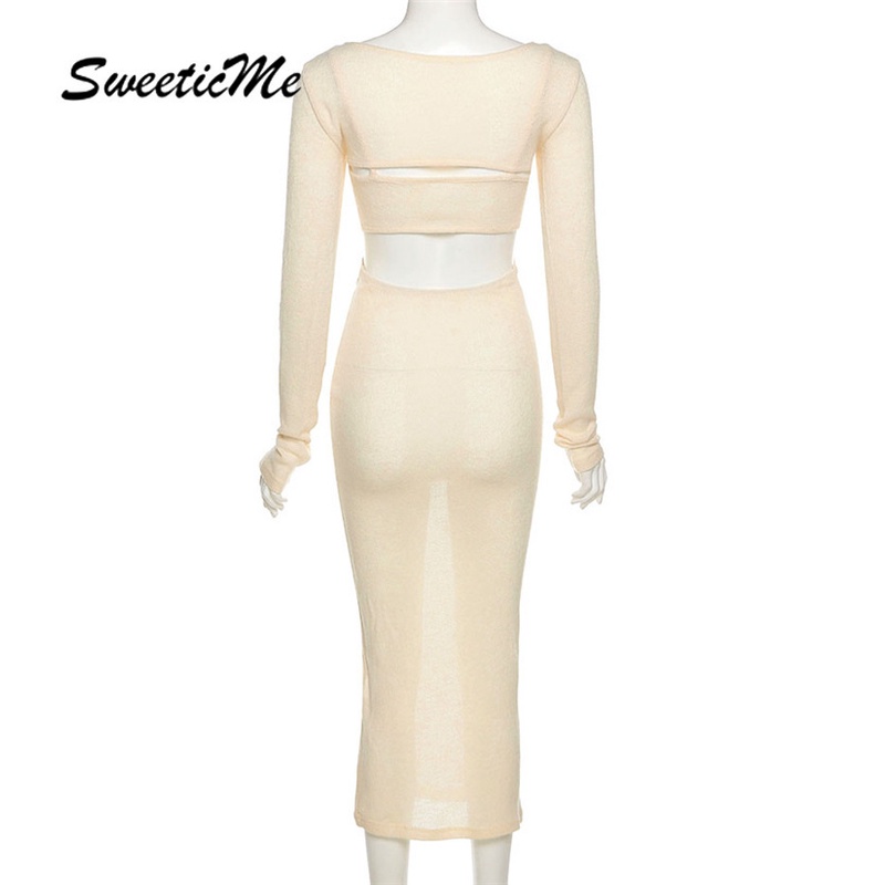 Set Đầm Cổ Tròn Trễ Vai Sweeticme