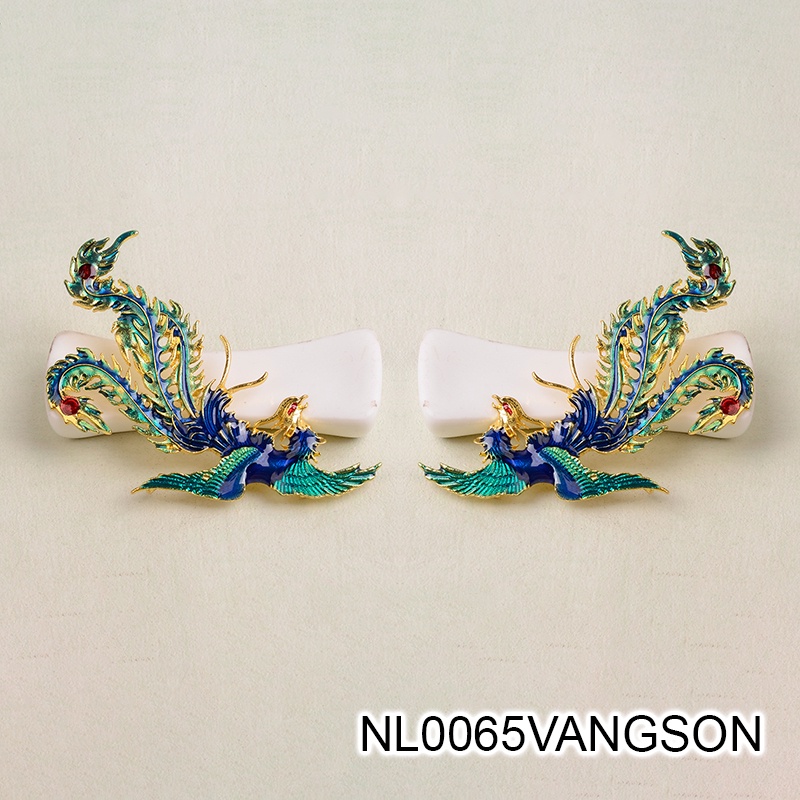 1 cặp phiến đúc họa tiết phượng hoàng 80*38mm nguyên liệu làm trâm làm trang sức cổ trang cosplay cổ phục có màu KC