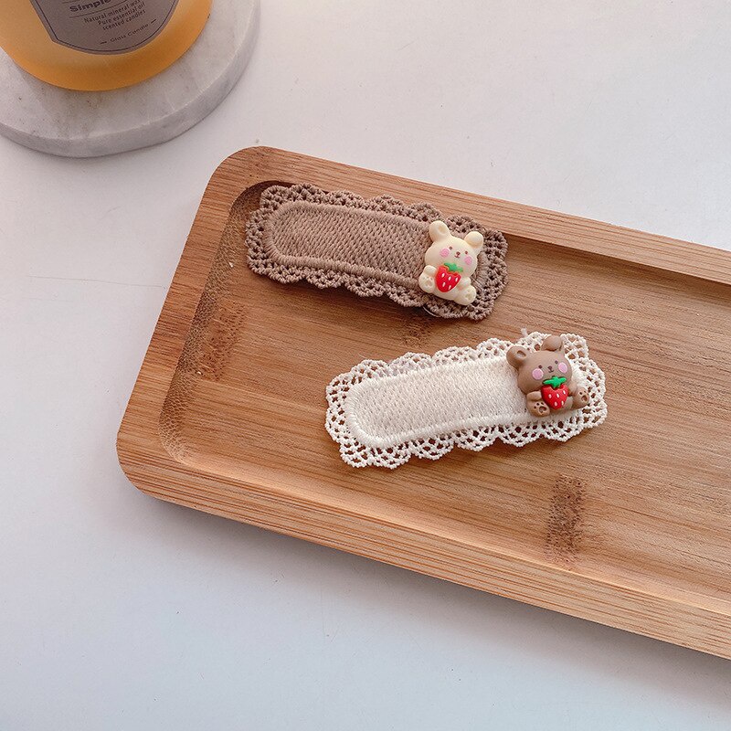 Set 2 Kẹp Tóc Nơ Ren Thời Trang Cho Bé Gái