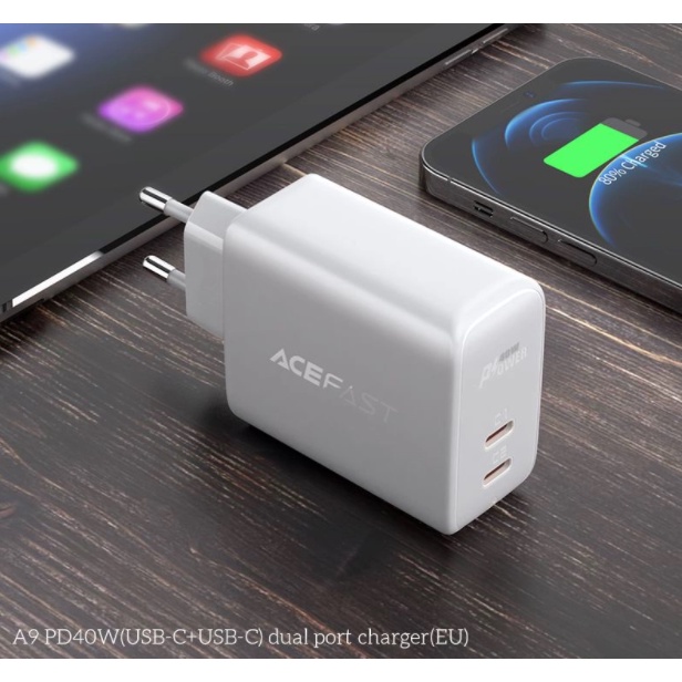 Cốc Sạc ACEFAST PD3.0 40W 2 cổng USB-C - A11