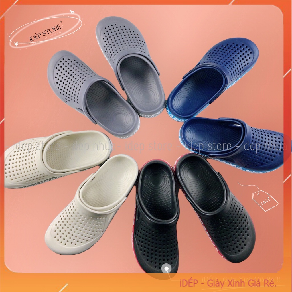 𝐢𝐃É𝐏 𝐒𝐋𝟎𝟏𝟕 Dép crocs unisex siêu nhẹ- Dép sục bít mũi nam nữ lỗ thoáng khí đi mưa đi biển siêu bền