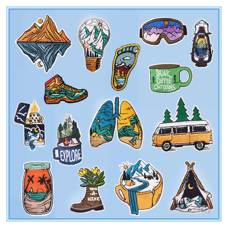 ☸ Miếng Vá Ủi Quần Áo Ngoài Trời ☸ 1 Sticker Ủi Thêu Hình Ngọn Núi