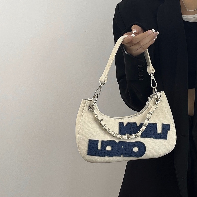 Túi Đeo Chéo denim yuanbao Thêu Họa Tiết Mới 2022 Gylb1622