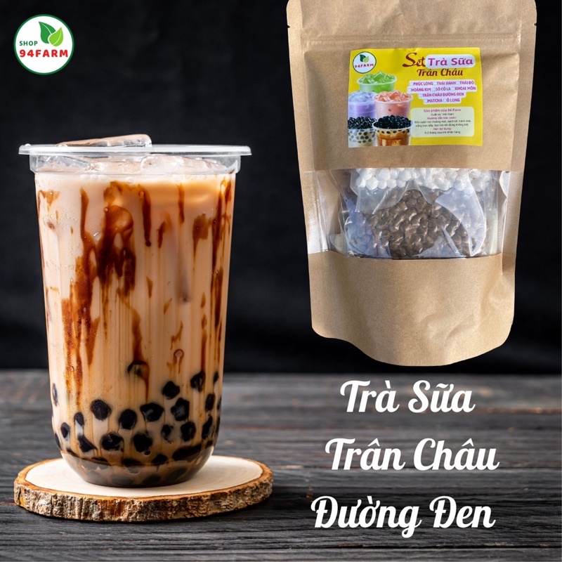 Set nguyên liệu trà sữa tự pha Phúc long Thái Xanh Thái đỏ Matcha Sô cô la Hoàng kim Đường đen Khoai môn 94Farm