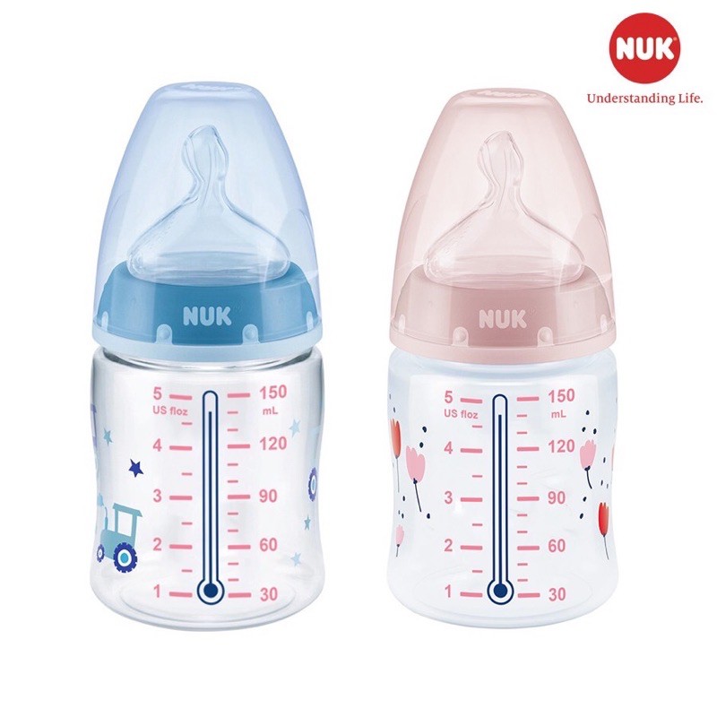 Bình Sữa Cảm Biến Nhiệt Nuk PP 150Ml / 300Ml Núm Ti Silicone