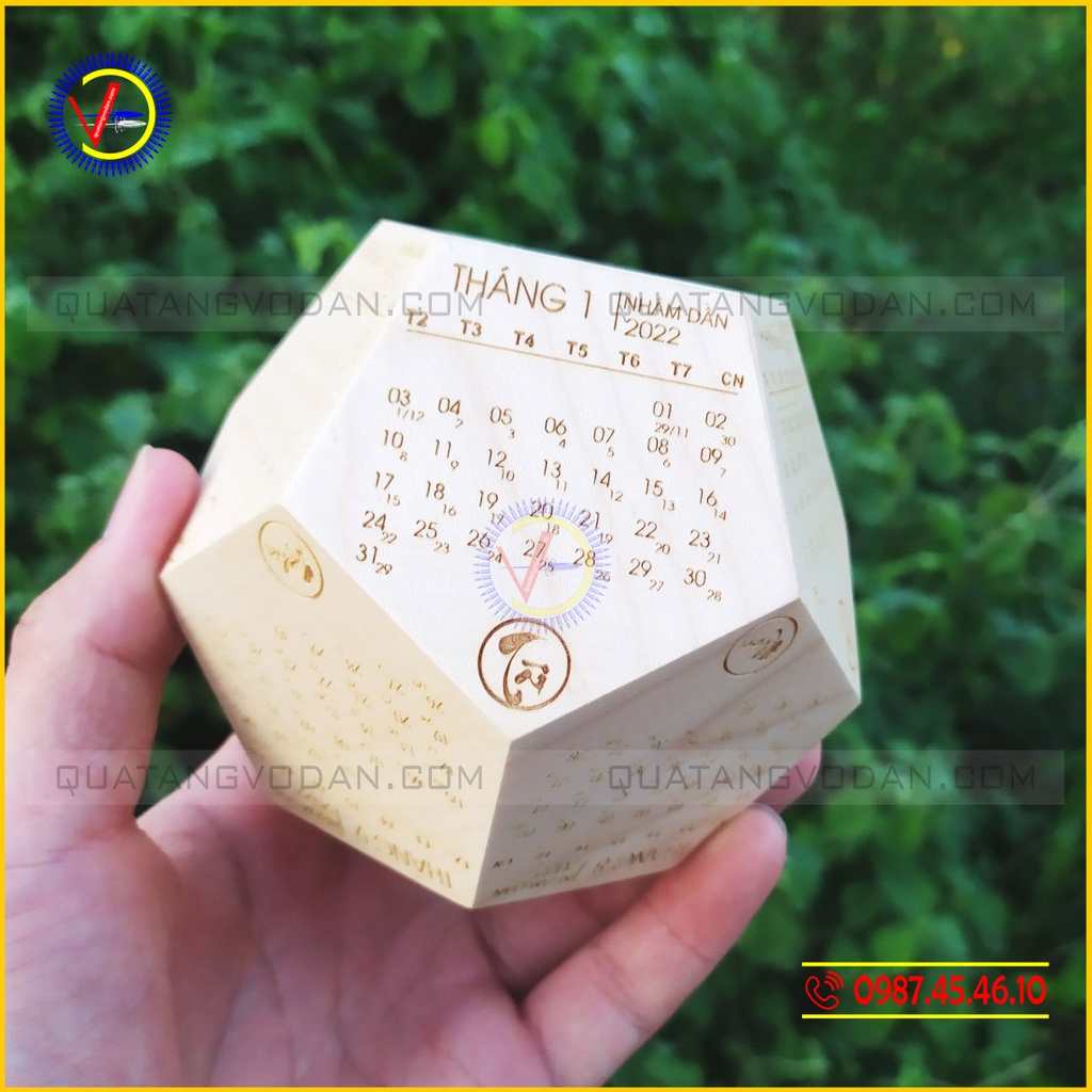 Lịch gỗ 2022 12 MẶT -  MAPLE cao cấp