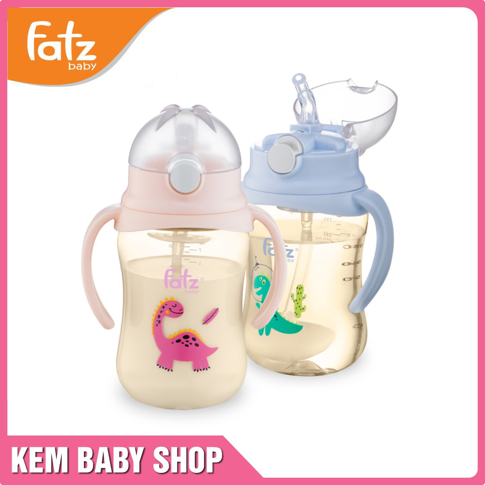 [Chính Hãng] Bình tập uống nước FatzBaby tritan 360 độ có ống hút 250ML - Cốc ống hút chống đổ Fatz FB0250N