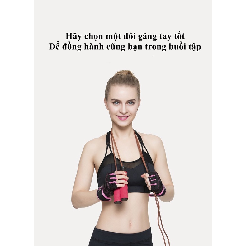 Găng tay tập gym có quấn cổ tay - Lòng bàn tay cực êm - TRIDEER