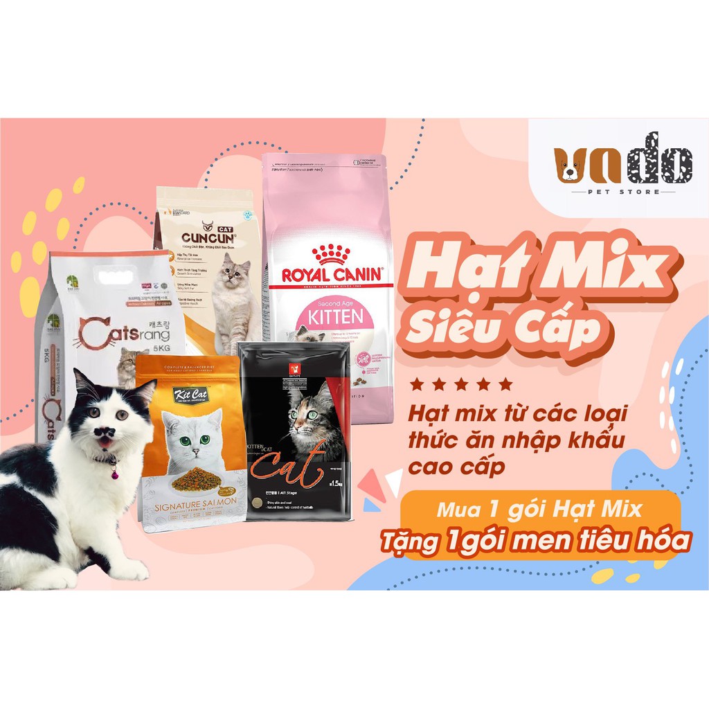 [Hạt cho mèo] Hạt Mix siêu cấp - 1kg (kitten, cat's eye, cat rang...)