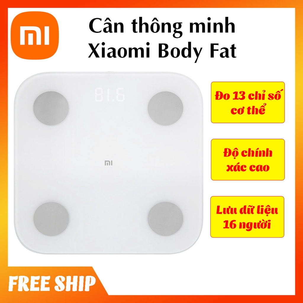 Cân điện tử thông minh Xiaomi Body Fat đo 13 chỉ số cơ thể, độ chính xác cao, kính cường lực ABS chắc chắn