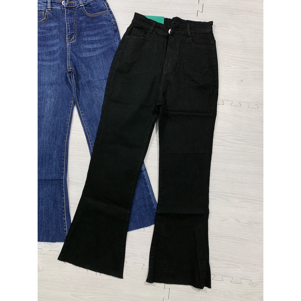 quần jeans nữ ống loe quần bò loe ống bass phom lỡ 88cm lai cắt chất co dãn mềm mại không ra màu