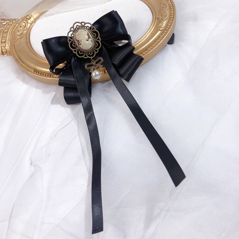 Nơ Cài Cổ Áo Đính Ngọc Trai Nhân Tạo Thời Trang