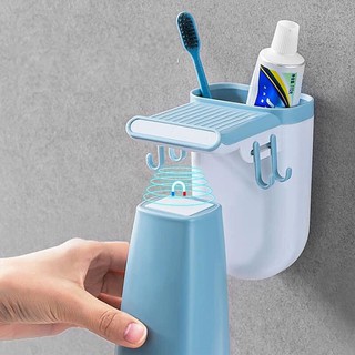[RẺ VÔ ĐỊCH🔥] GIÁ KỆ ĐỂ BÀN CHẢI ĐÁNH RĂNG KÈM CỐC HÚT NAM CHÂM TIỆN LỢI