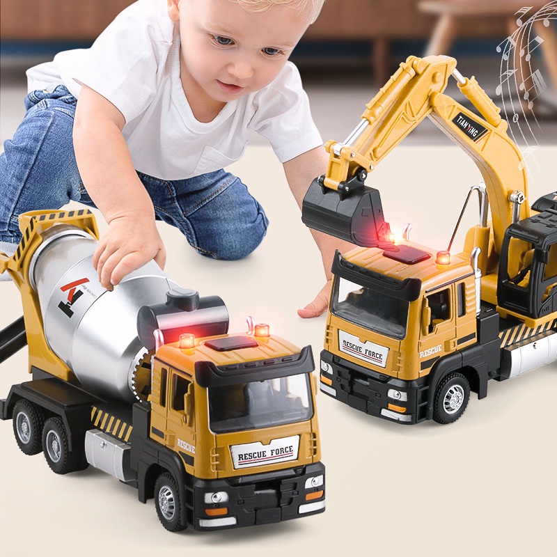 Mô Hình Xe Cần Cẩu Có Đèn Và Âm Thanh Bằng Hợp Kim Tỉ Lệ 1: 50 Dành Cho Bé Trai
