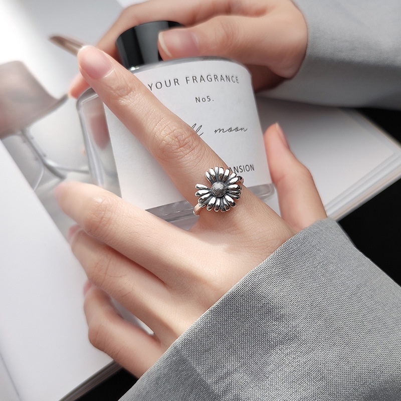 Nhẫn Bạc 925 Hình Hoa Cúc Phong Cách retro Thái Lan Thời Trang Dành Cho Nữ