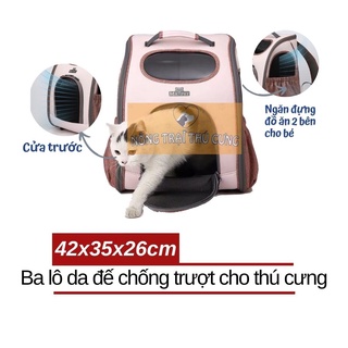 Balo vận chuyển chó mèo bằng da cao cấp nhiều ngăn đựng đồ - màu hồng - dưới 8kg