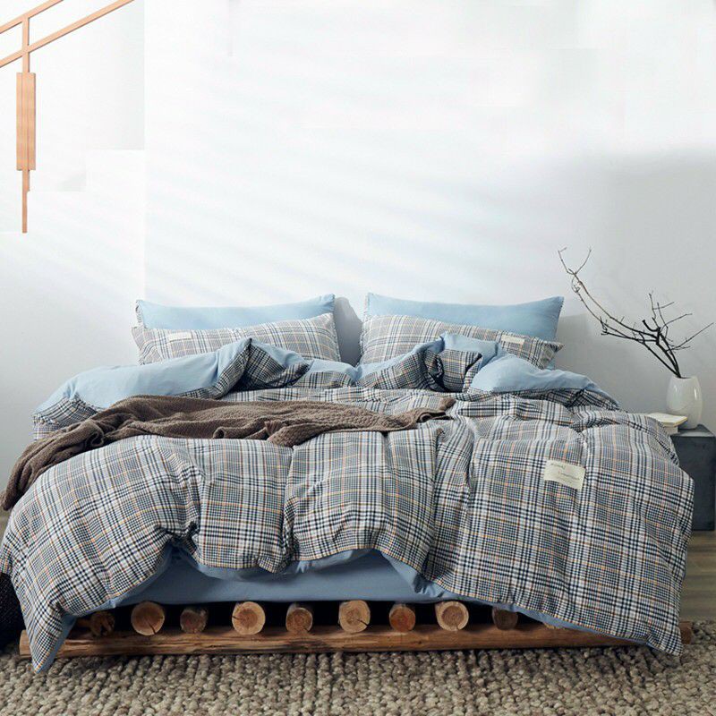 Bộ chăn ga gối Cotton Tici phối viền bèo. Bộ vỏ 4 món 3 size hàng nhập