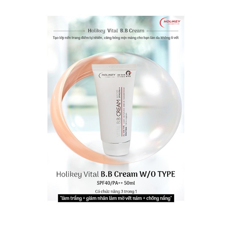 [Rẻ Vô Địch] Kem nền trang điểm - Kem trang điểm chống nắng Holikey Vital BB Cream Hàn Quốc SPF /40 PA 50ml