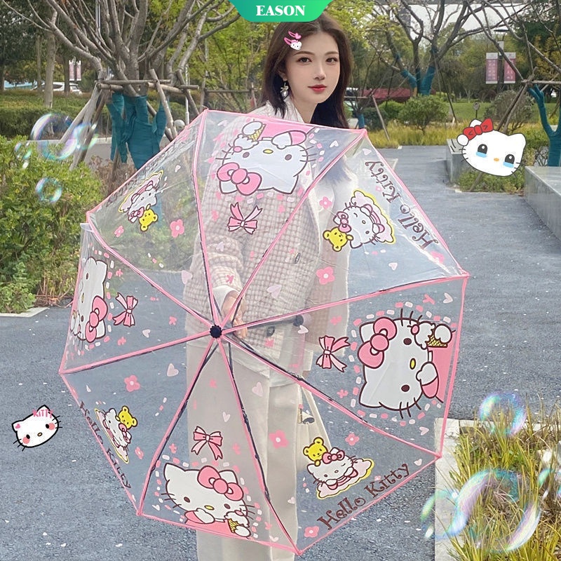 Dù Che Nắng / Mưa / Tia UV Gấp Ba Khúc Họa Tiết Hoạt Hình Sanrio Cinnamoroll Kuromi Hello Kitty Dễ Thương Cho Bé