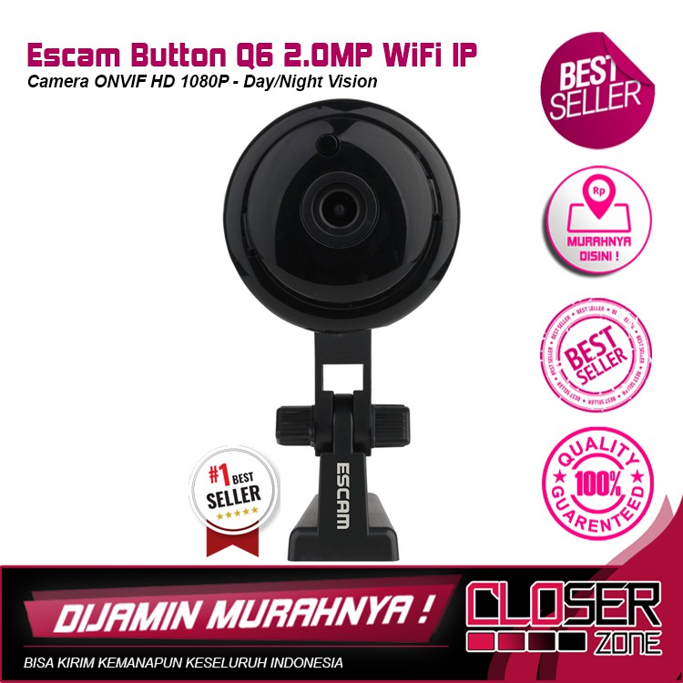 Camera Ip Wifi Escam Button Q6 2.0mp Onvif Hd 1080p - Màu Đen