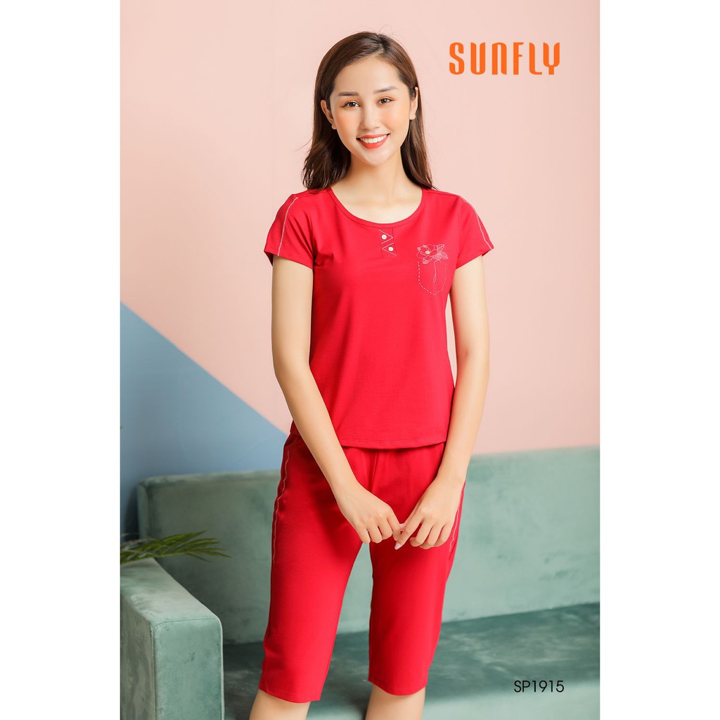 Đồ bộ mặc nhà cotton SUNFLY áo cộc quần ngố SP1915