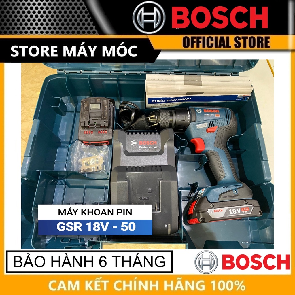MÁY KHOAN VẶN VÍT PIN 18V BOSCH GSR 18V-50-HÀNG CHÍNH HÃNG