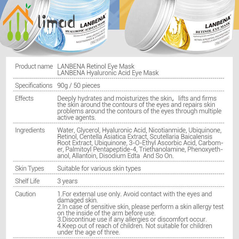 【COD】# limad 50pcs Eye Mask Patch Remove Dark Circle Lifting Anti Aging Firming Moisturizing Skin Care