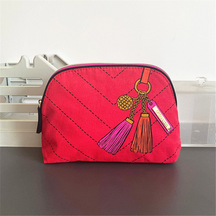 ☊✠▬❐┇Estee Lauder mẫu móc khóa vải màu đỏ túi mỹ phẩm, lưu trữ, hoàn thiện, clutch cầm tay
